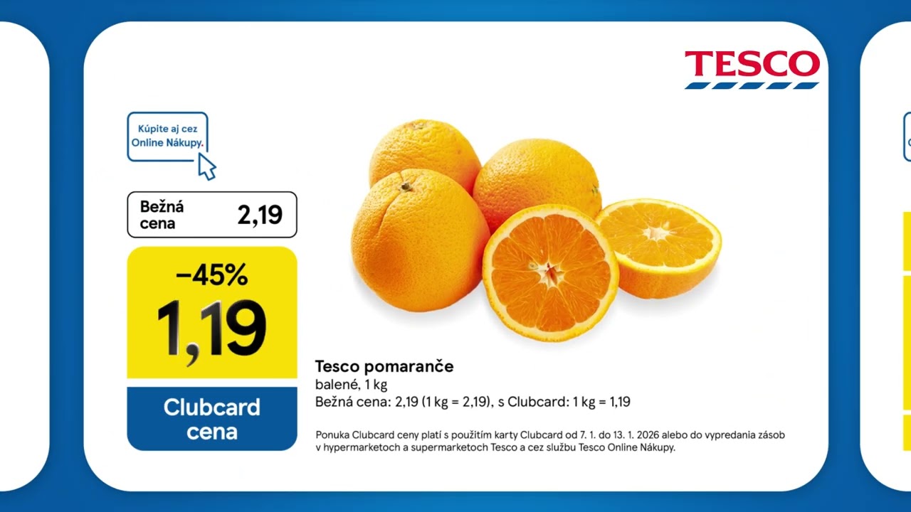 Clubcard šetrí peniaze! Pomaranče & Smotana & Pizza