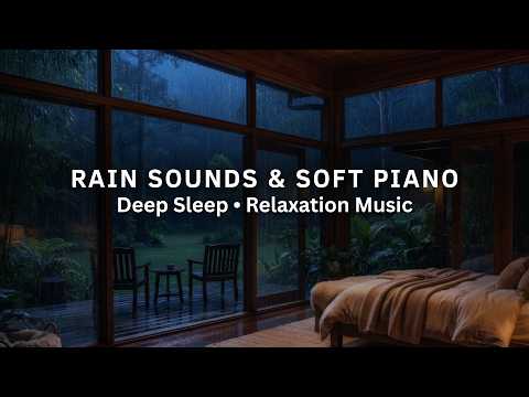Peaceful Midnight Rain with Soft Piano Music for Restful Sleep, Calm Thoughts and Serenity