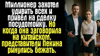 видео: Миллионер захотел удивить всех и привёл на сделку посудомойку. Но когда она заговорила на китайском картинка: Миллионер захотел удивить всех и привёл на сделку посудомойку. Но когда она заговорила на китайском