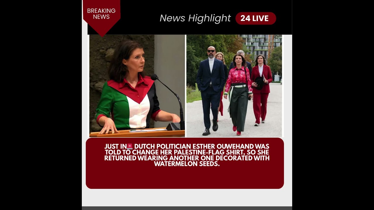 JUST IN🚨 Dutch politician Esther Ouwehand was told to change her Palestine-flag shirt,  