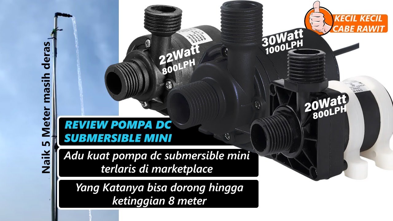 Review dan Adu Pompa Submersible Mini 20 Watt 800 LPH dan 30 Watt 1000 LPH