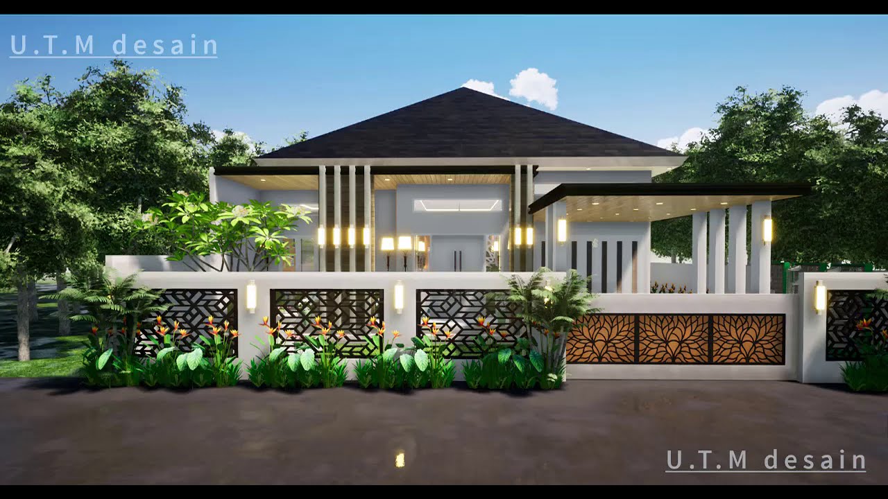 Desain Rumah Minimalis Modern Tropis 1 Lantai Atap Limas