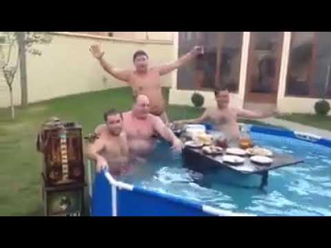 \"რამტარირო\" და მამაპაპური ქეიფი აუზში - ქართველი მამაკაცები გრილდებიან