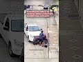 Truck thwarts robbery by ramming robber's motorcycle multiple times in Ecuador