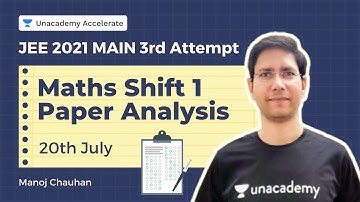 20th July JEE Main 2021 - Shift 1 | Maths | Paper Analysis | Manoj Chauhan