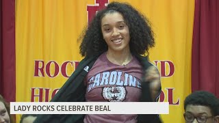 Lady Rocks celebrate Rock Island national champion Brea Beal