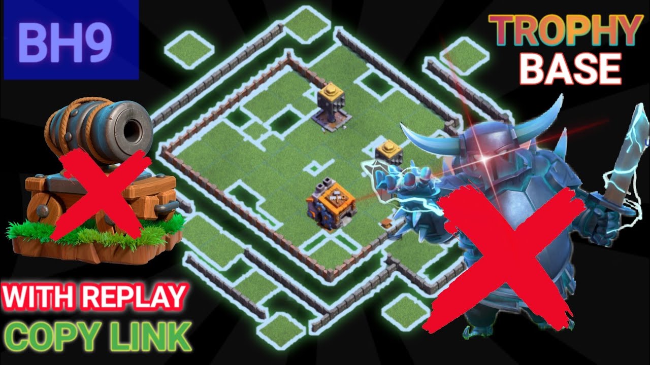 clash of clans top bh 9 base review✓ reply showing the power of this base  💯proof🥶2023 best bh9 base