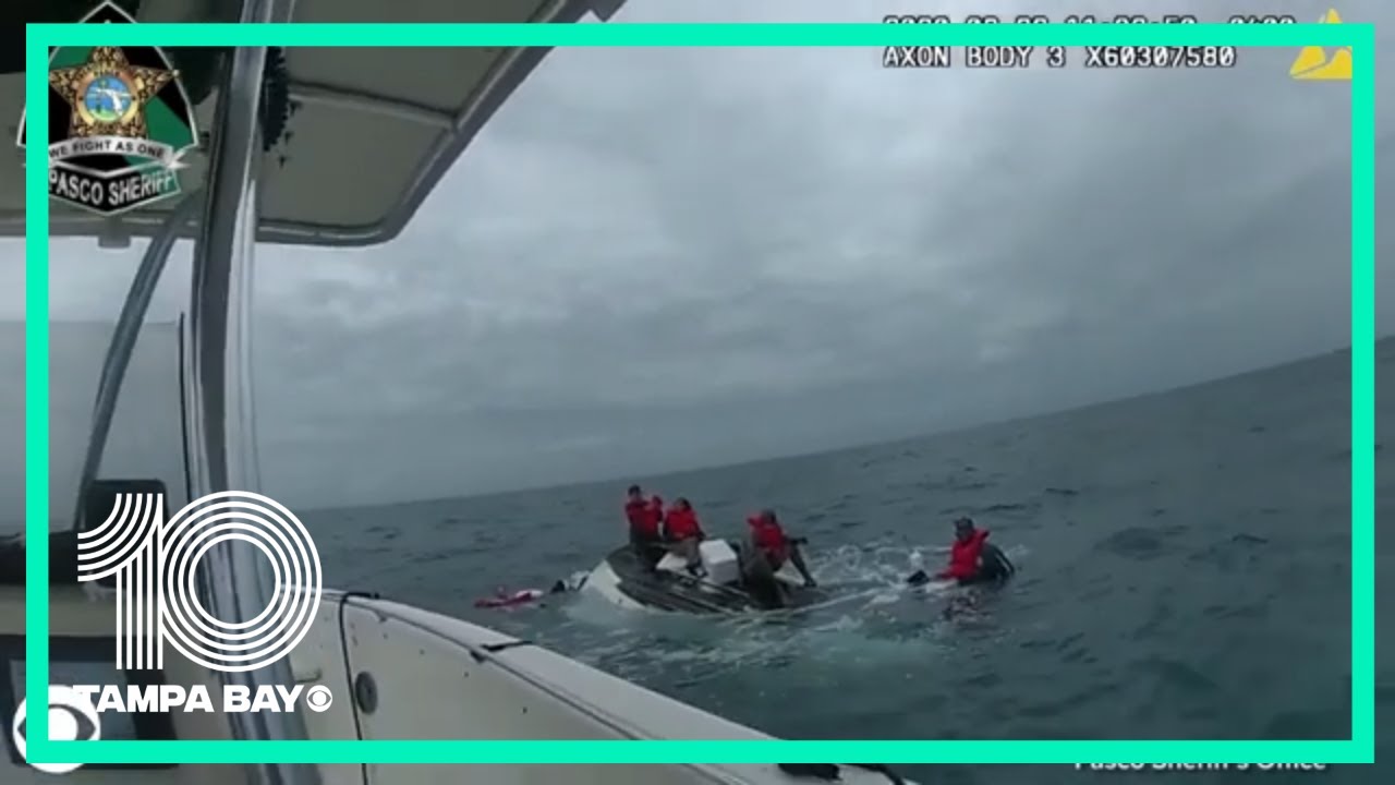 Five people rescued from capsized boat in Gulf of Mexico - YouTube