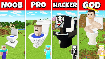 Minecraft Toilet House Build Challenge - Noob vs Pro vs Hacker vs God Animation