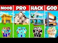 minecraft battle : new excellent modern house build challenge - noob vs pro vs hacker vs god