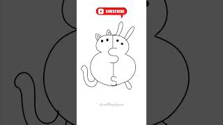 Drawing of cute 🐈❤️🐇 with Letter 'S+s' #shorts #bff #art #tutorial #viral #tiktok #drawing #trending