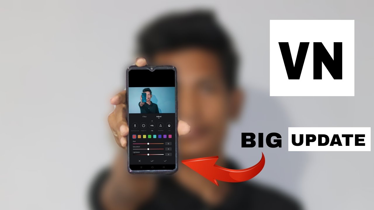 HSL features in VN video editor app Colour grading video editing VN