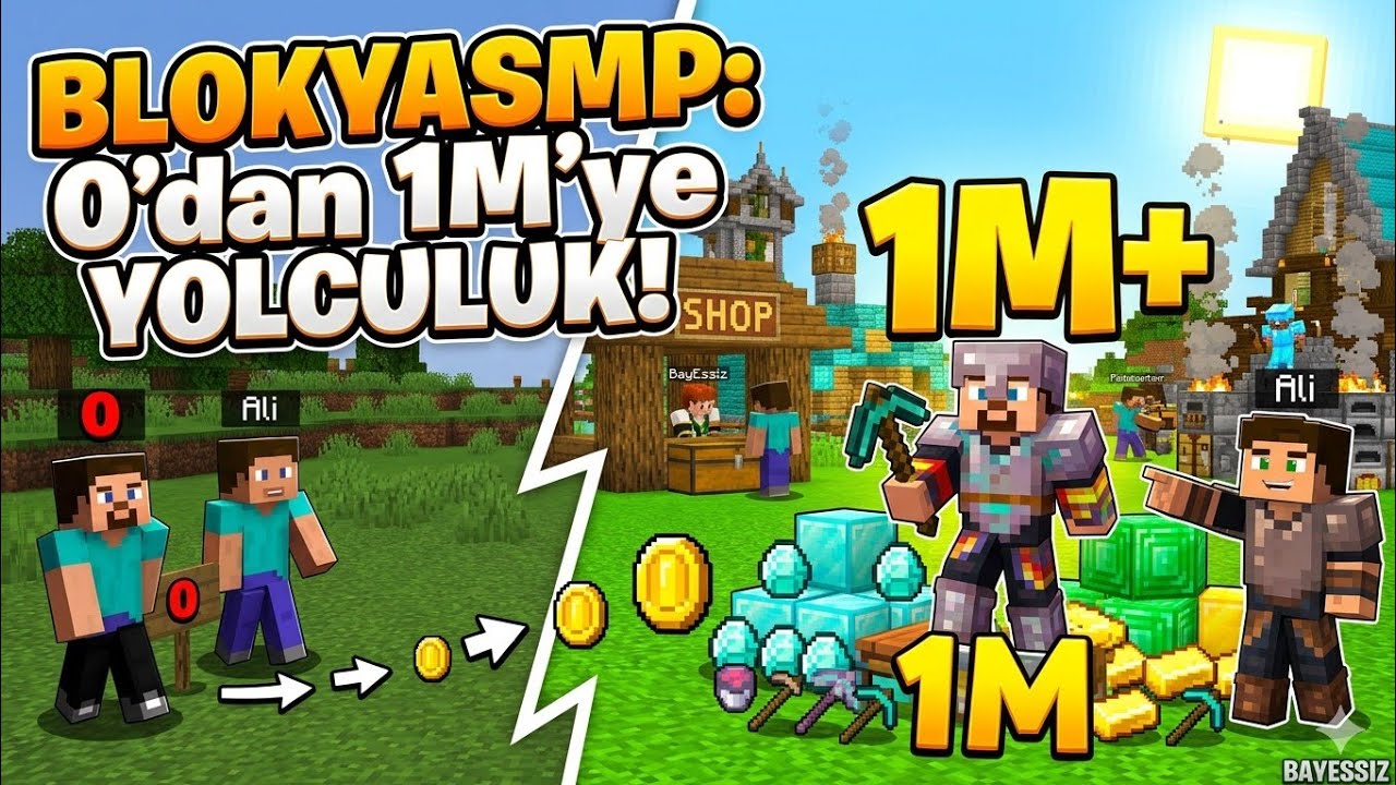BlokyaSMP:Dünyanın en gelişmiş sunucusunda 0 dan 1m ye yolculuk :1 ...