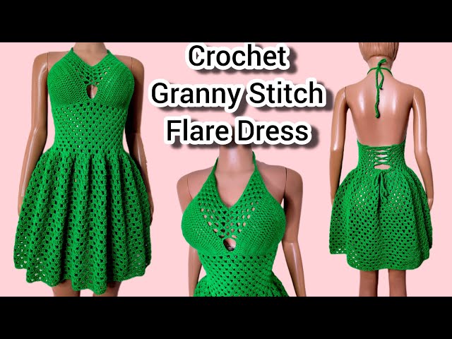 Crochet Granny Stitch Flare Dress Tutorial ✨|How To Crochet Flared Dress ✨ Beginner Friendly