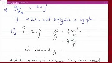 Existence and Uniqueness theorem and where solutions are unique and exist