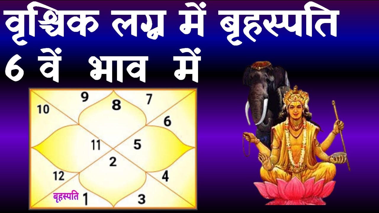 Jupiter in  6th House-Scorpio  Ascendant (बृहस्पति  6 वें  भाव में -  वृश्चिक   लग्न)