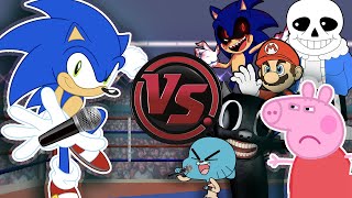 SONIC RAP CONCERT! (Sonic The Hedgehog vs Sonic.EXE, Sans, Mario, Gumball & More) CARTOON RAP ATTACK