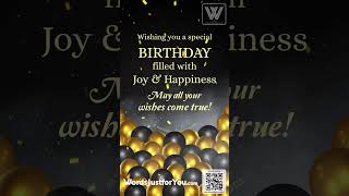 Glitter Happy Birthday Black and Gold Video Greetings Card #Shorts wordsjustforyou