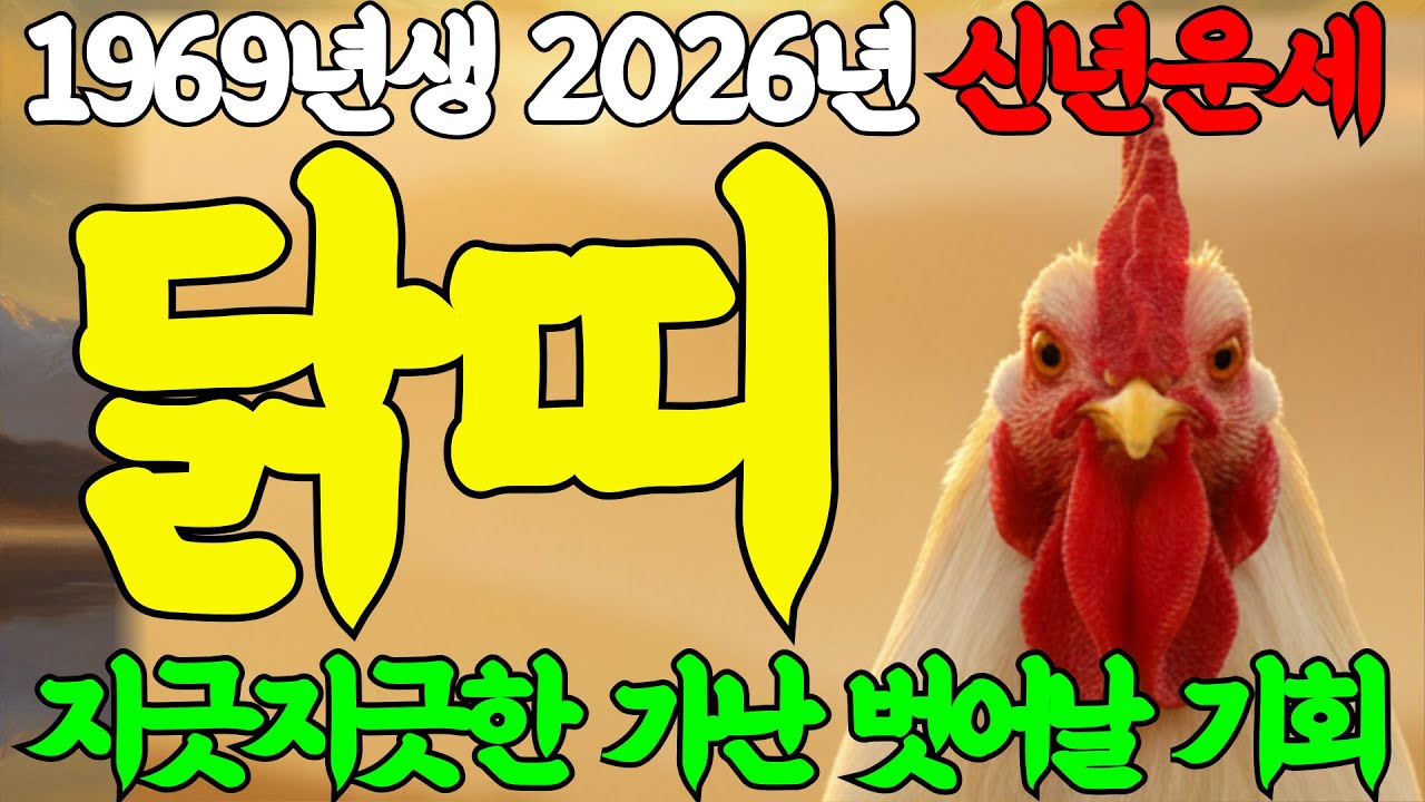 2026년 69년 기유생 닭띠 인생 대반전 기회 옵니다! 2026년 닭띠 신년운세: 기다림 끝, 드디어 운이 움직입니다