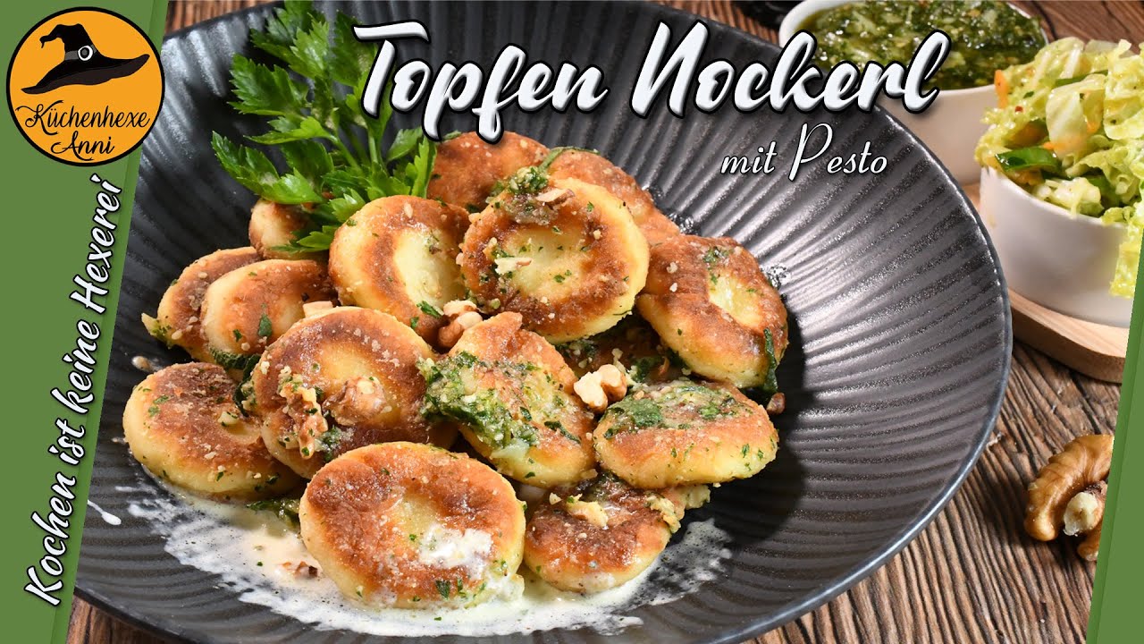 Pikante  herzhafte Topfen Nockerl mit Pesto