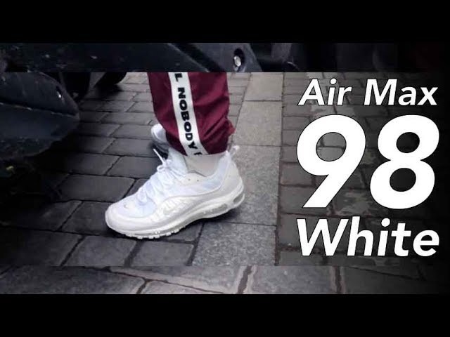 air max 98 white on feet