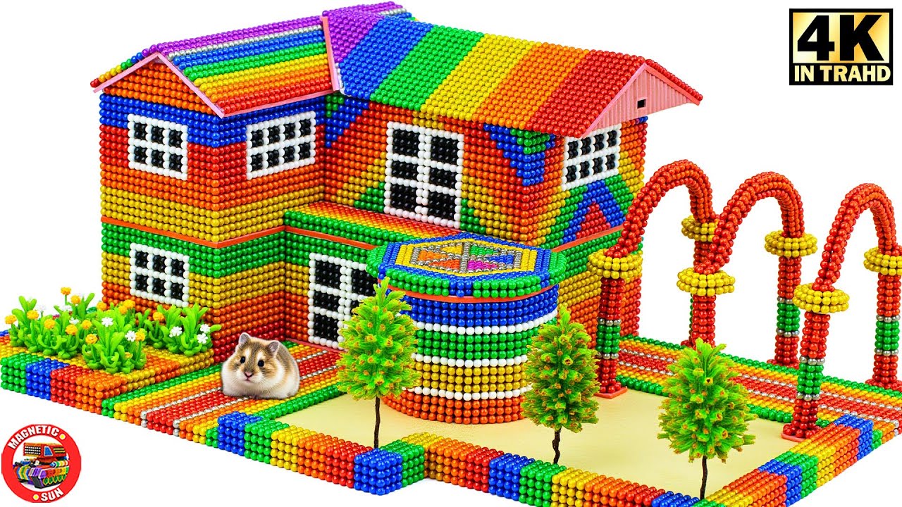 🔴 Build a 2-story house with an archway for your HAMSTER using beautiful magnetic marbles #145