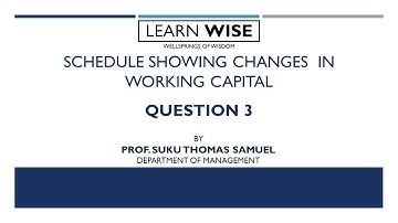 Preparation of Schedule showing Changes in Working Capital - Question 3