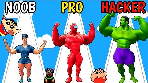 NOOB vs PRO vs HACKER IN MUSCLE RUSH WITH SHINCHAN & CHOP | EGG AREA |