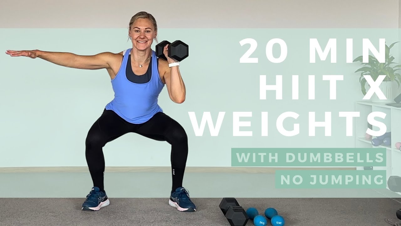 20 Min HIIT x Weights | No Jumping Burn | DediKate - YouTube