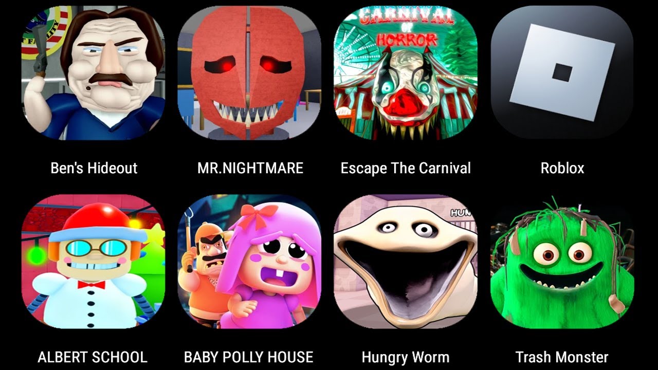 BEN'S HIDEOUT ESCAPE,ESCAPE MR. NIGHTMARE,Carnival of Horror,Albert School,BABY POLLY HOUSE ESCAPE