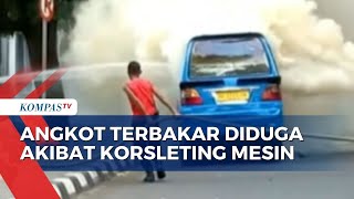 Angkot Ludes Terbakar saat Melaju di Jalan Raya Merdeka Ternate, Diduga Korsleting Mesin