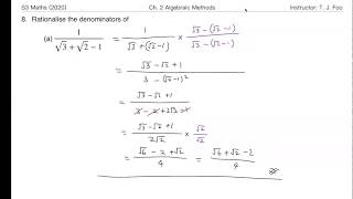 FYK S3S2 Online Lesson 19 (part 1) - Ch. 2 Algebraic Methods - 2.2 Important Factor - Examples 3