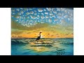 sunset painting with acrylic color | landscape painting | nature drawing | beautiful scenery ||