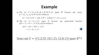 Lecture 19 Spannings Sets and Linear Independence