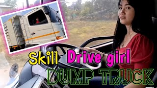 Girl profession as a dump truck driver || skill mengemudi || sopir cewek