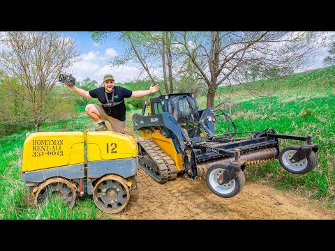 Repairing Old ATV Trails with Remote Control Packer and Skid Loader w/ Harley Rake