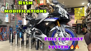 R15m full exhaust system 🔥🔥 | full modifications | frenk moto vlogger | akrapovic exhaust