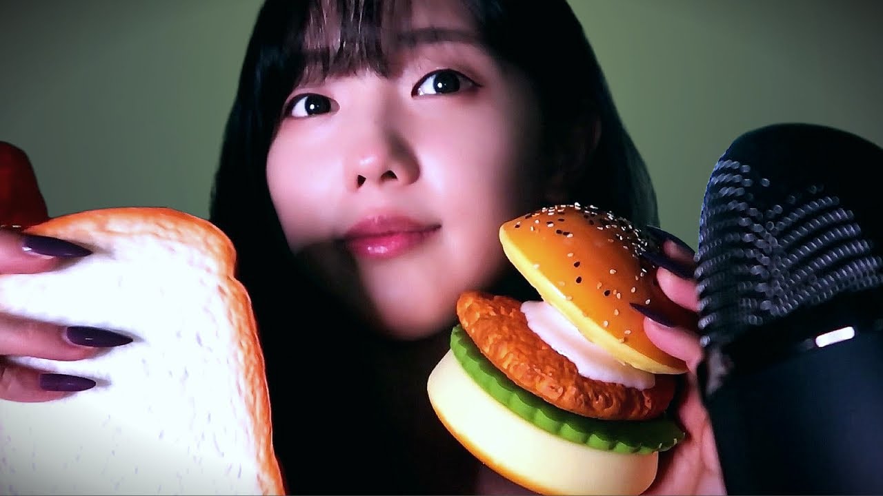 ASMR Фейковый пищевой триггер 🥨🍔🍫🧊(звуки рта)