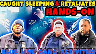 COP THROWS MAN FOR FILMING! AFTER GETTING CAUGHT SLEEPING... NYPD