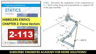 2-113 | Chapter 2: Force Vectors | Hibbeler Statics 14th ed | Engineers Academy