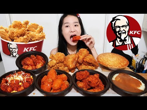 kfc-hot-wings!!-spicy-buffalo-wings,-nashville-hot-&-honey-bbq,-crispy-fried-chicken---mukbang-asmr