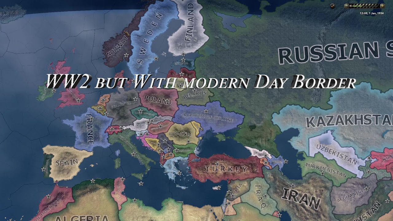 WW2 but with Modern border - Hoi4 Timelapse