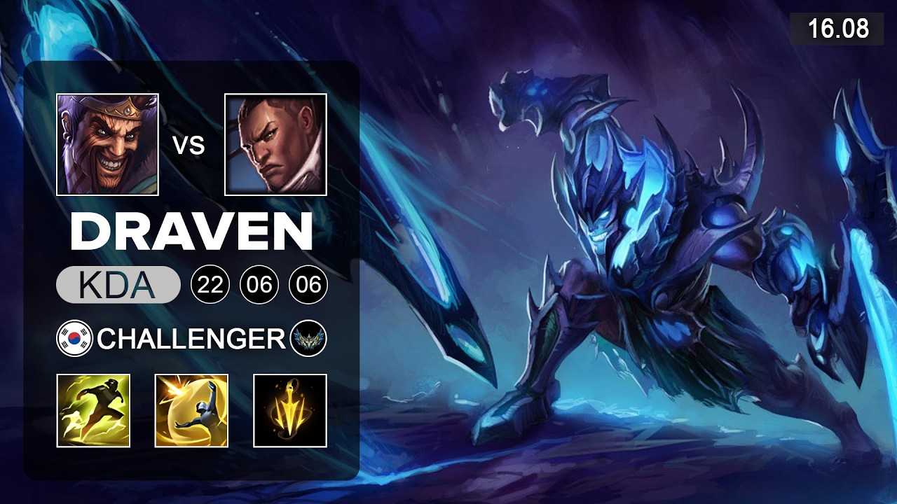 Draven vs Lucian ADC - KR Challenger - Patch 16.08 Season 16 - YouTube