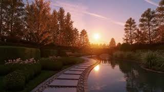 Soft Sunset Garden Reflection