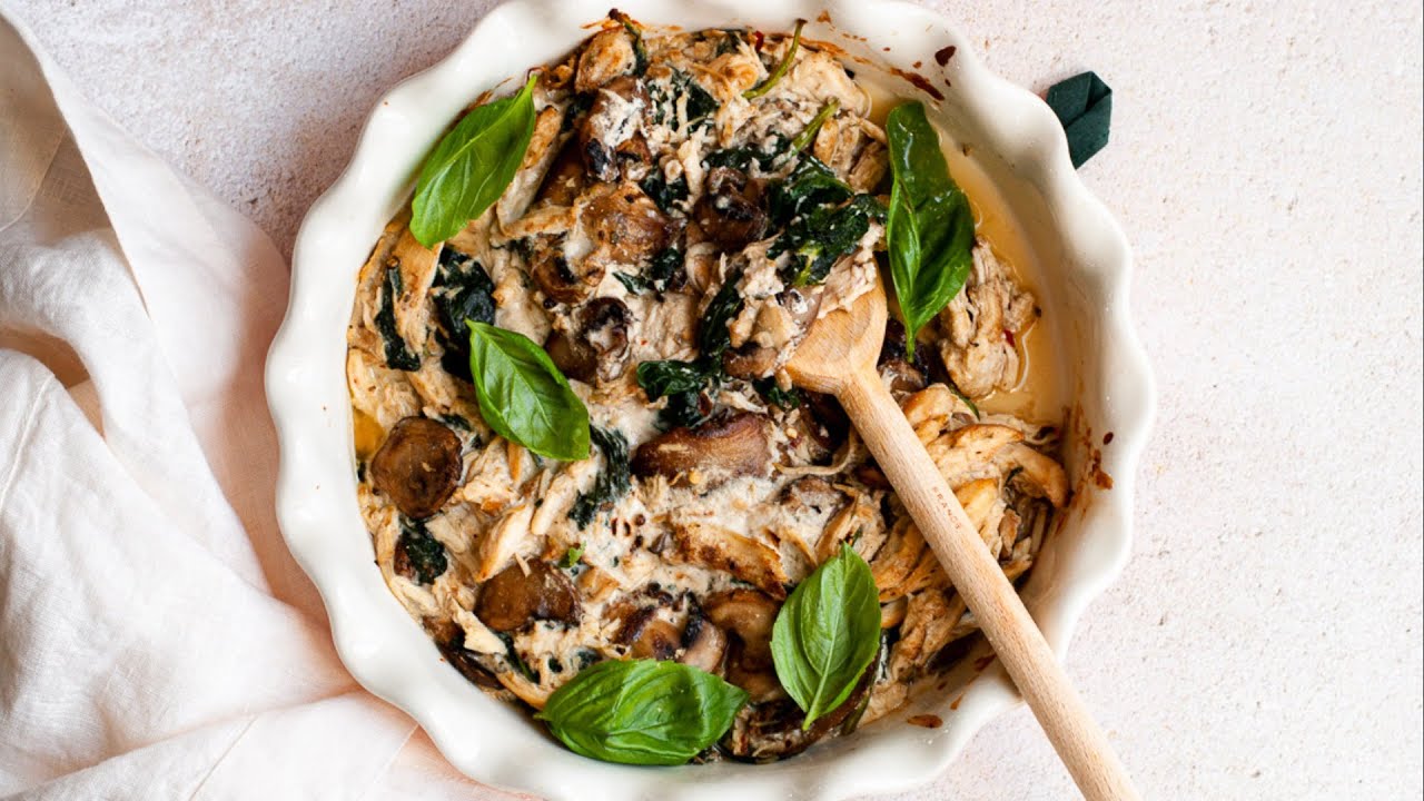 Chicken Spinach Mushroom Casserole Recipe - YouTube