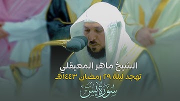صلاة التهجد و القيام الحرم المكي الشيخ ماهر المعيقلي ليلة 29 رمضان 1443 هـ سورة يس