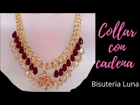 hacer collar con cadena/Bisuteria Luna YouTube