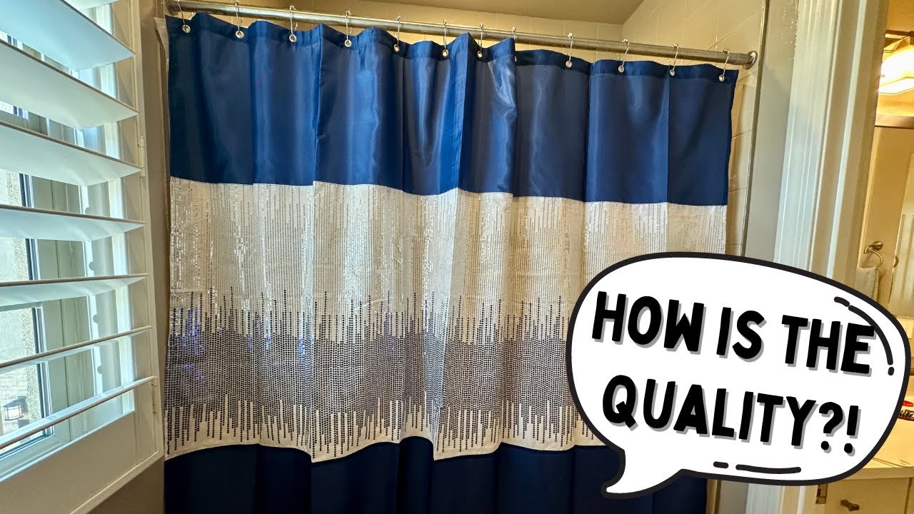 AmazerBath Luxury Navy Blue Shower Curtain, Modern Washable Cloth Glitter Shower Curtain Review