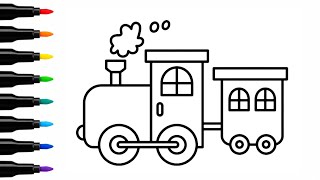 How to Draw a Train 🚂 Easy Train Drawing for Kids | Cute and Simple Train Sketch Step by Step