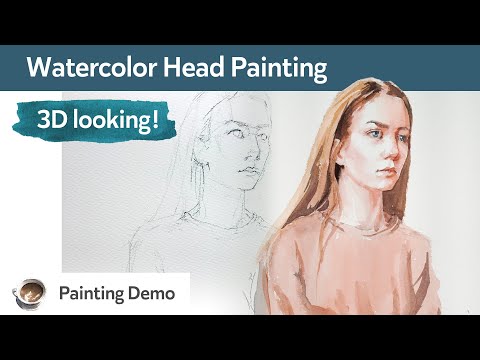 Watercolor Head Painting - create 3-dimensional looking portrait